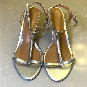 Talbots silver leather heels size 9